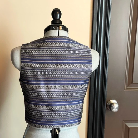 EUC Ann Taylor 2P Petite Blue and Silver Vest - Picture 2 of 4